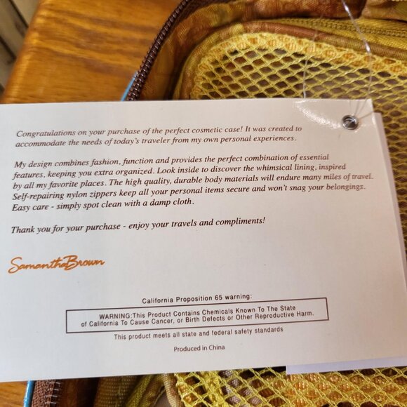 Samantha Brown Croco Cosmetic Case w/removable inserts Aqua/Camel NEW - Picture 8 of 9